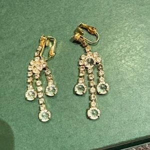Gold-Tone Crystal Drop Clip-On Earrings - Clear/Gold